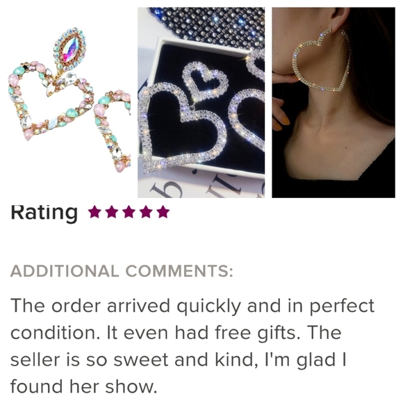 Silver Tone Double Heart Drop Earrings Pave Setting - Picture 8 of 13